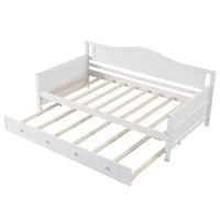 Lit de repos Costway simple avec lit gigogne, lit-canapé en bois massif avec lattes de soutien, lit d'appoint blanc/gris