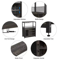 Cave à vin Whizmax avec grand espace de rangement et support amovible, petit buffet et meuble de rangement avec porte grillagée