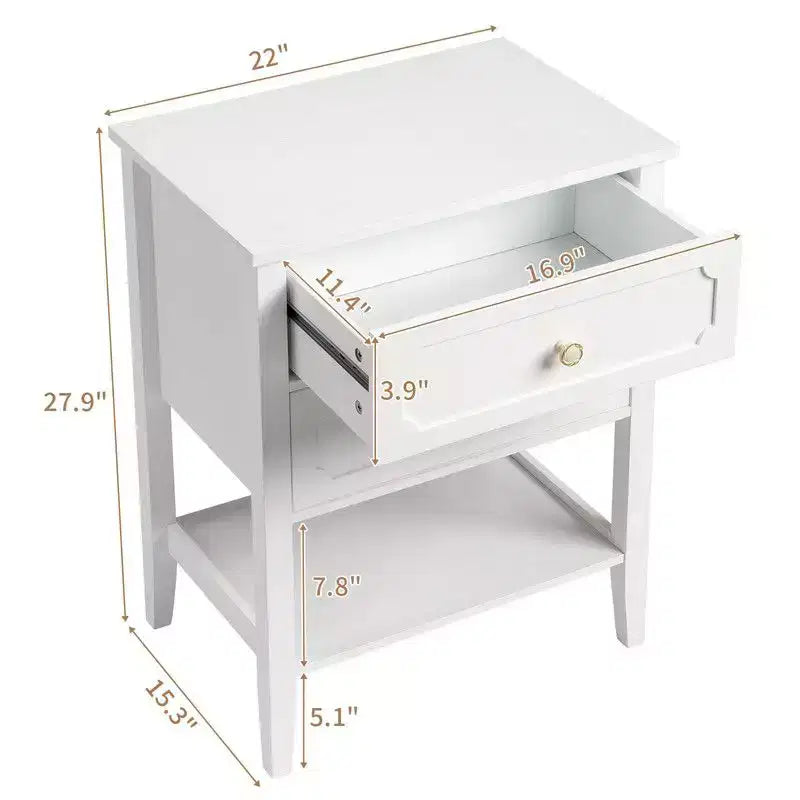 Karl Home | Table de chevet en bois massif avec deux tiroirs