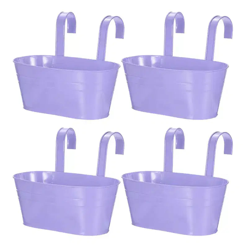 Unique Bargains Jardinières Suspendues en Fer Résistant à la Rouille, avec Trou de Drainage et Crochet Amovible, 4 pièces