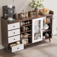 55 Buffet moderne, meuble de bar à café, étagères réglables et portes vitrées pour cuisine/salle à manger