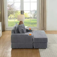 Canapé avec 2 coussins décoratifs et un pouf, Canapé confortable - Canapé profond pour salon