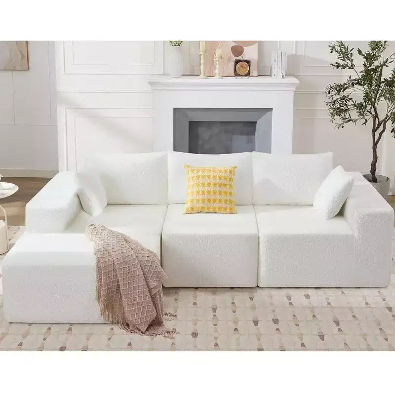 Canapé sectionnel modulaire 103, canapé nuage sectionnel en L avec assises profondes, canapés en mousse sans assemblage, capitonnés