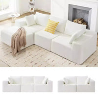 Canapé sectionnel modulaire 103, canapé nuage sectionnel en L avec assises profondes, canapés en mousse sans assemblage, capitonnés