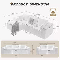Canapé sectionnel modulaire 103, canapé nuage sectionnel en L avec assises profondes, canapés en mousse sans assemblage, capitonnés