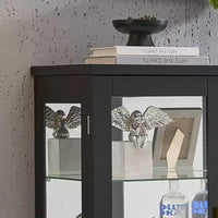 Meuble de buffet moderne Kings Brand Furniture avec portes en verre et étagères réglables