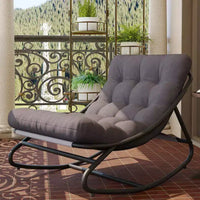 Fauteuil à bascule Papasan d'extérieur avec coussin épais imperméable, chaise à bascule en métal robuste, chaise longue confortable pour salon intérieur, patio, jardin