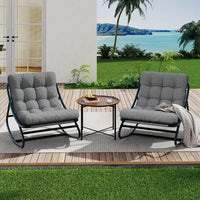 Fauteuil à bascule Papasan d'extérieur avec coussin épais imperméable, chaise à bascule en métal robuste, chaise longue confortable pour salon intérieur, patio, jardin