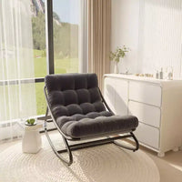 Fauteuil à bascule Papasan d'extérieur avec coussin épais imperméable, chaise à bascule en métal robuste, chaise longue confortable pour salon intérieur, patio, jardin