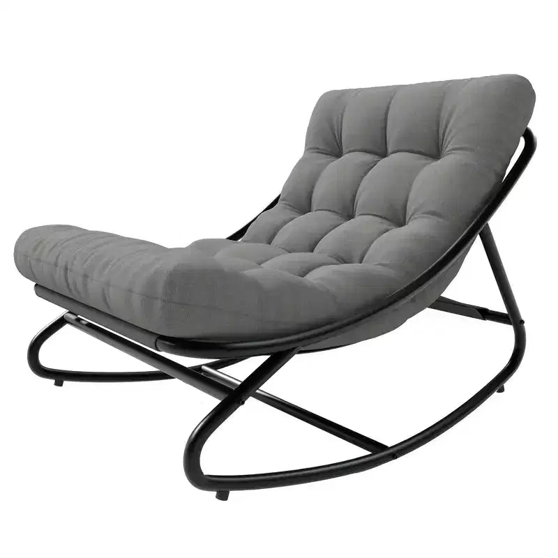 Fauteuil à bascule Papasan d'extérieur avec coussin épais imperméable, chaise à bascule en métal robuste, chaise longue confortable pour salon intérieur, patio, jardin