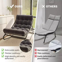 Fauteuil à bascule Papasan d'extérieur avec coussin épais imperméable, chaise à bascule en métal robuste, chaise longue confortable pour salon intérieur, patio, jardin