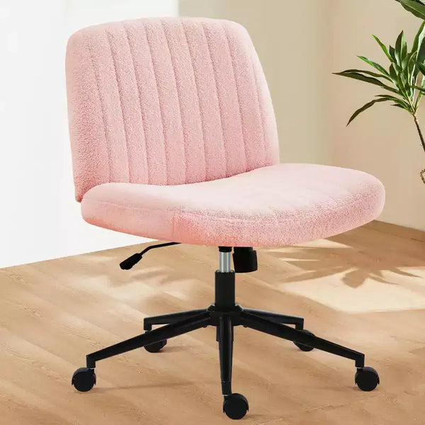 Chaise de bureau, chaise de vanité, sans accoudoirs, pivotante, réglable en hauteur, assise large, avec roulettes remplaçables/base fixe, chaise de travail confortable et rembourrée