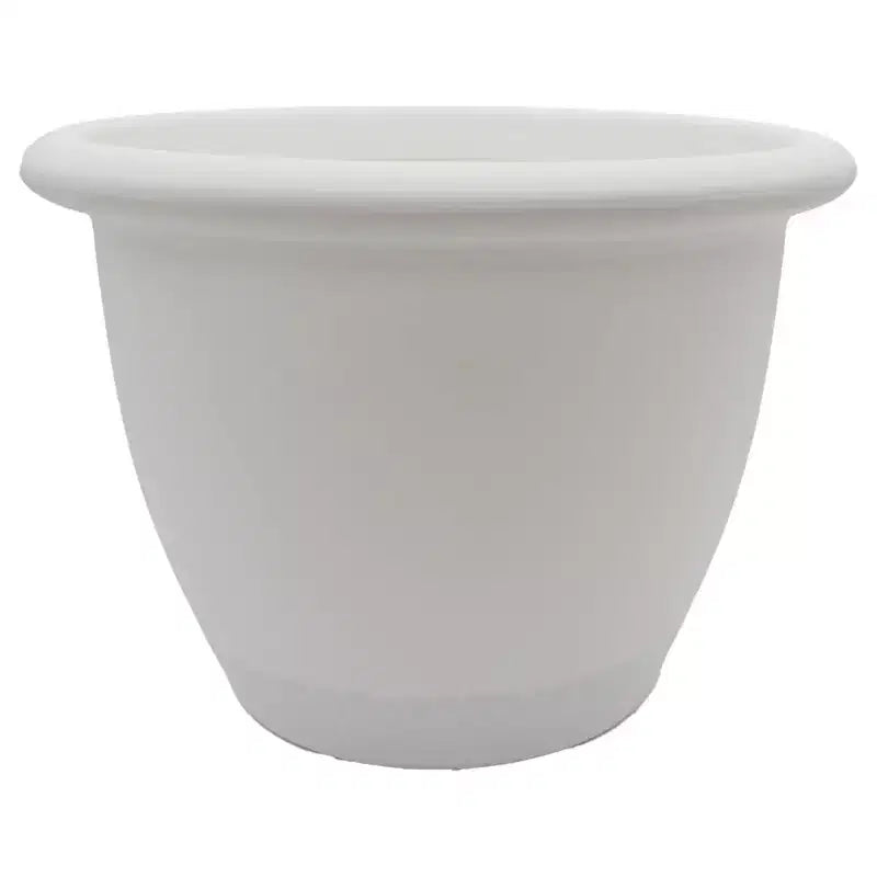 Pot rond à réserve d'eau Sevilla de HC Companies, jardinière classique en plastique avec disque interne pour plantes d'intérieur et d'extérieur, 30 cm, blanc