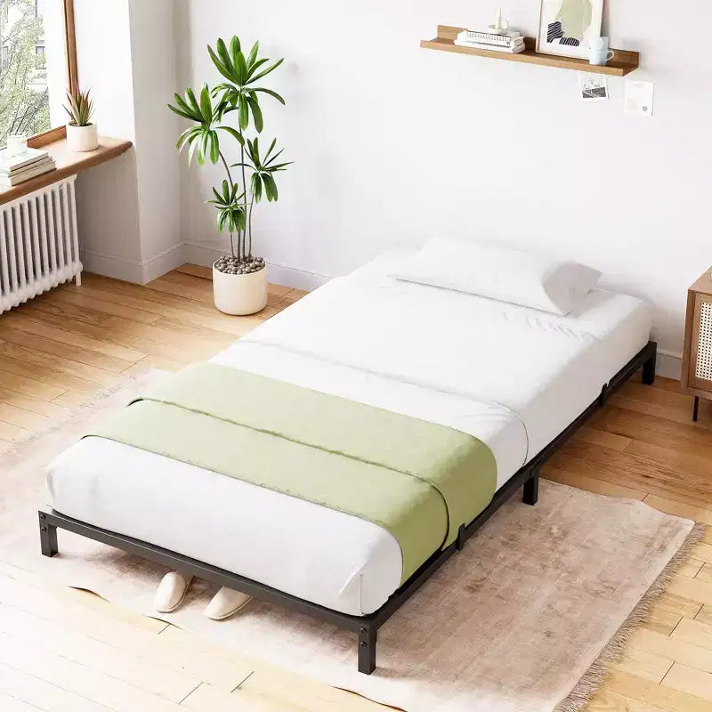 Whizmax Cadre de Lit 6 Pouces Sans Sommier Tapissier, Cadre de Lit Plateforme en Métal Robuste Taille Double pour Chambre, Montage Facile, Silencieux, Noir
