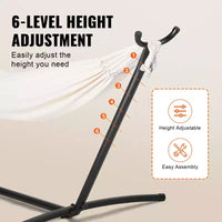 Support de Hamac Portable VEVOR, Charge Max 204 kg, Support de Hamac en Acier pour 2 Personnes, Cadre de Hamac Robuste avec Crochets Réglables Adapté aux Hamacs de 2,9 à 3,8 m