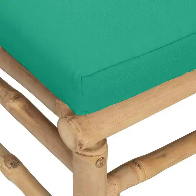 vidaXL Canapé d'angle d'extérieur avec coussins verts Bambou naturel, Confort épais et rembourré, Assemblage facile, Conception modulaire - 69 x 69 x 65 cm