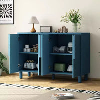 Bahut 4 portes avec rangement, buffet en bois avec poignées et étagères réglables