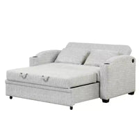 61.6 Canapé-lit convertible moderne en chenille avec ports USB, porte-gobelets et dossier réglable pour salon, appartement