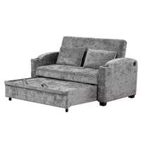 61.6 Canapé-lit convertible moderne en chenille avec ports USB, porte-gobelets et dossier réglable pour salon, appartement