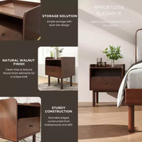 Table de chevet à double niveau Roundhill Furniture Wyller, table d'appoint, finition noyer naturel