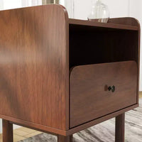 Ensemble de chambre à coucher Roundhill Furniture Wyller 3 pièces, lit plateforme avec deux tables de chevet, Noyer naturel, Grand lit