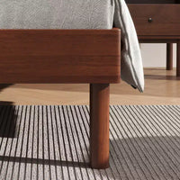 Ensemble de chambre à coucher Roundhill Furniture Wyller 3 pièces, lit plateforme avec deux tables de chevet, Noyer naturel, Grand lit