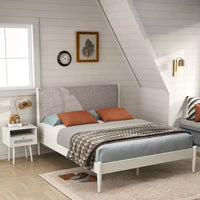 Ensemble de chambre à coucher Roundhill Furniture Feeney 2 pièces, lit plateforme avec table de chevet, blanc crème, grand lit