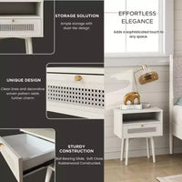 Ensemble de chambre à coucher Roundhill Furniture Feeney 2 pièces, lit plateforme avec table de chevet, blanc crème, grand lit