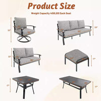 EROMMY Chaises de patio pivotantes et basculantes d'extérieur avec poufs et table basse, ensemble bistrot 5 pièces