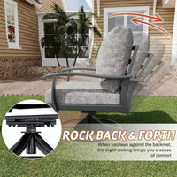 EROMMY Chaises de patio pivotantes et basculantes d'extérieur avec poufs et table basse, ensemble bistrot 5 pièces