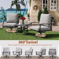 EROMMY Chaises de patio pivotantes et basculantes d'extérieur avec poufs et table basse, ensemble bistrot 5 pièces