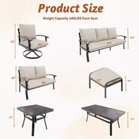 EROMMY Chaises de patio pivotantes et basculantes d'extérieur avec poufs et table basse, ensemble bistrot 5 pièces