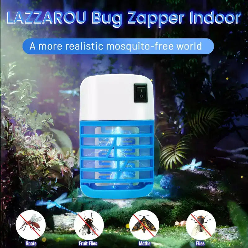 LAZZAROU Anti-insectes Électrique d'Intérieur & Tueur de Moustiques - Sans Danger pour les Enfants et les Animaux | Piège à Mouches à Lumière Bleue pour la Maison, la Cuisine, la Chambre | Sans Produits Chimiques, Facile à Nettoyer