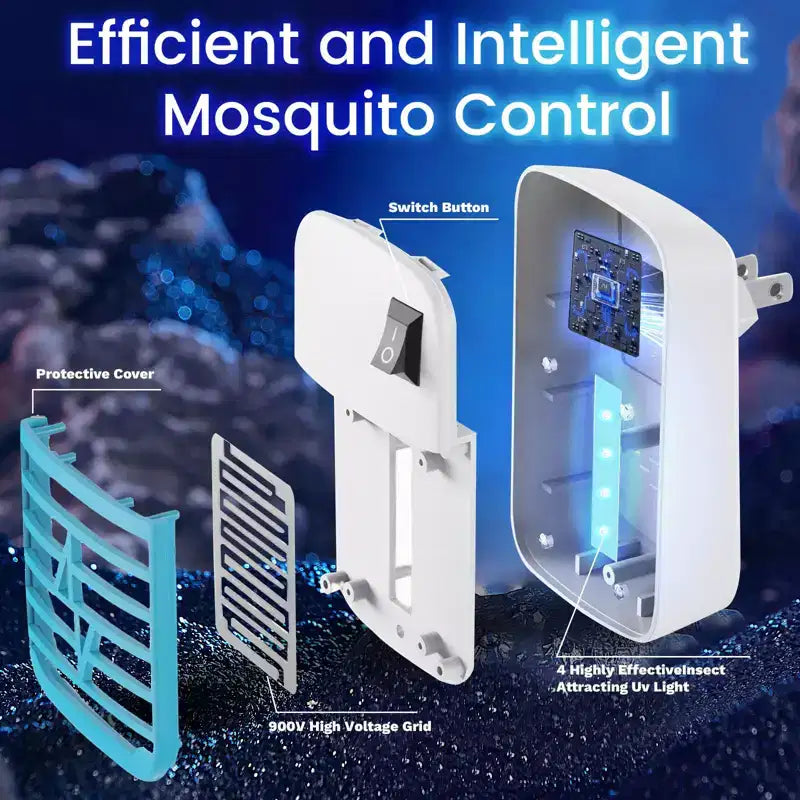 LAZZAROU Anti-insectes Électrique d'Intérieur & Tueur de Moustiques - Sans Danger pour les Enfants et les Animaux | Piège à Mouches à Lumière Bleue pour la Maison, la Cuisine, la Chambre | Sans Produits Chimiques, Facile à Nettoyer