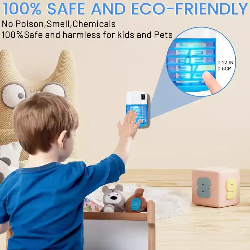LAZZAROU Anti-insectes Électrique d'Intérieur & Tueur de Moustiques - Sans Danger pour les Enfants et les Animaux | Piège à Mouches à Lumière Bleue pour la Maison, la Cuisine, la Chambre | Sans Produits Chimiques, Facile à Nettoyer