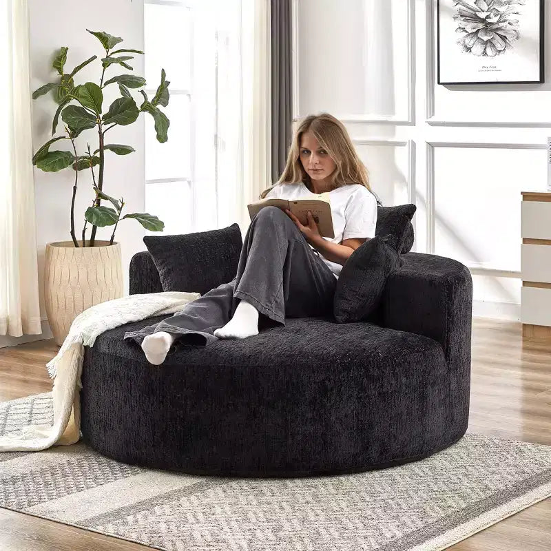 Canapé simple MAYEERTY 55 en chenille sans assemblage pour salon, chambre, salle de projection