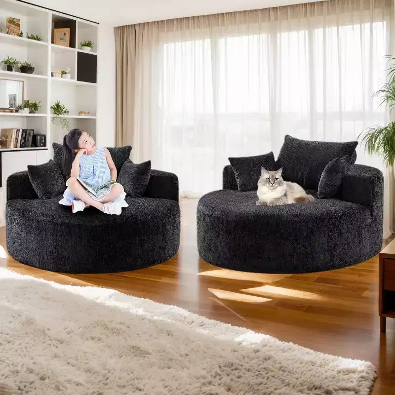 Canapé simple MAYEERTY 55 en chenille sans assemblage pour salon, chambre, salle de projection