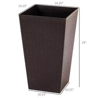 NAYSAYE 3 jardinières d'extérieur, 24 grandes jardinières effilées avec trous de drainage et bouchon, pots de fleurs pour terrasse, marron, 14,25 x 14,25 x 24