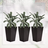 NAYSAYE 3 jardinières d'extérieur, 24 grandes jardinières effilées avec trous de drainage et bouchon, pots de fleurs pour terrasse, marron, 14,25 x 14,25 x 24
