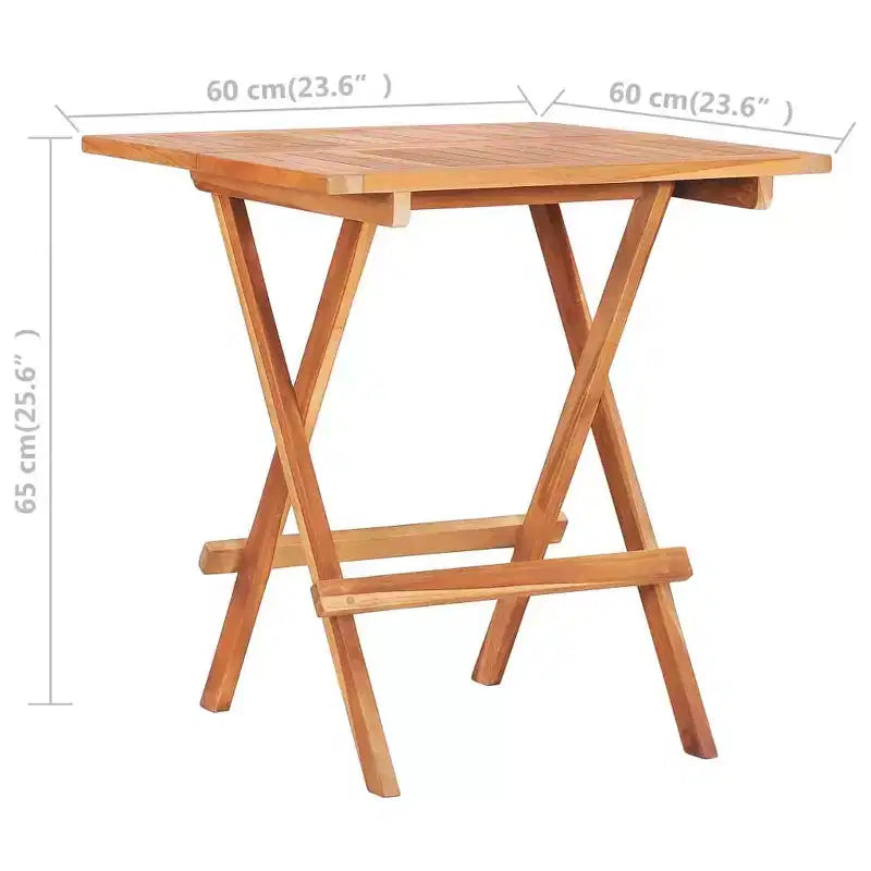 vidaXL Ensemble bistro pliant 3 pièces en bois de teck massif