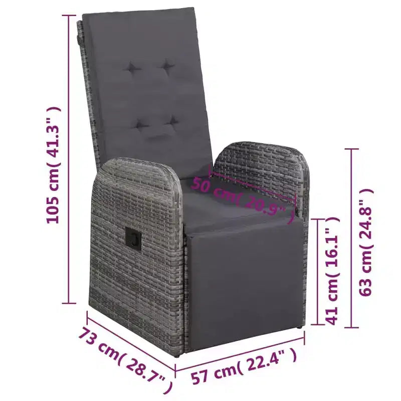 vidaXL Ensemble de bistrot Gris, Gris foncé
