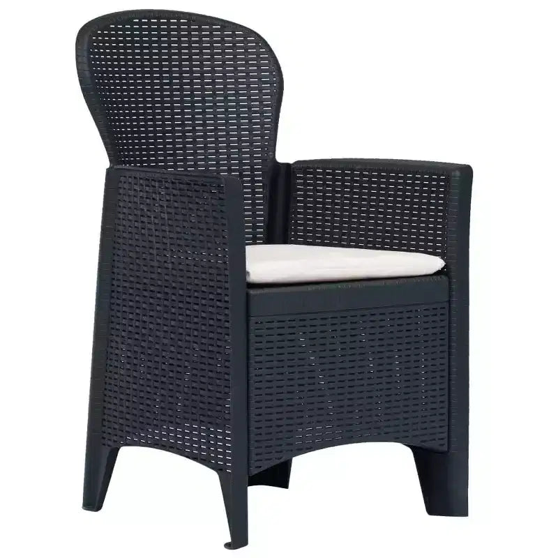 vidaXL Ensemble de bistrot, 2 pcs, aspect rotin, anthracite, plastique
