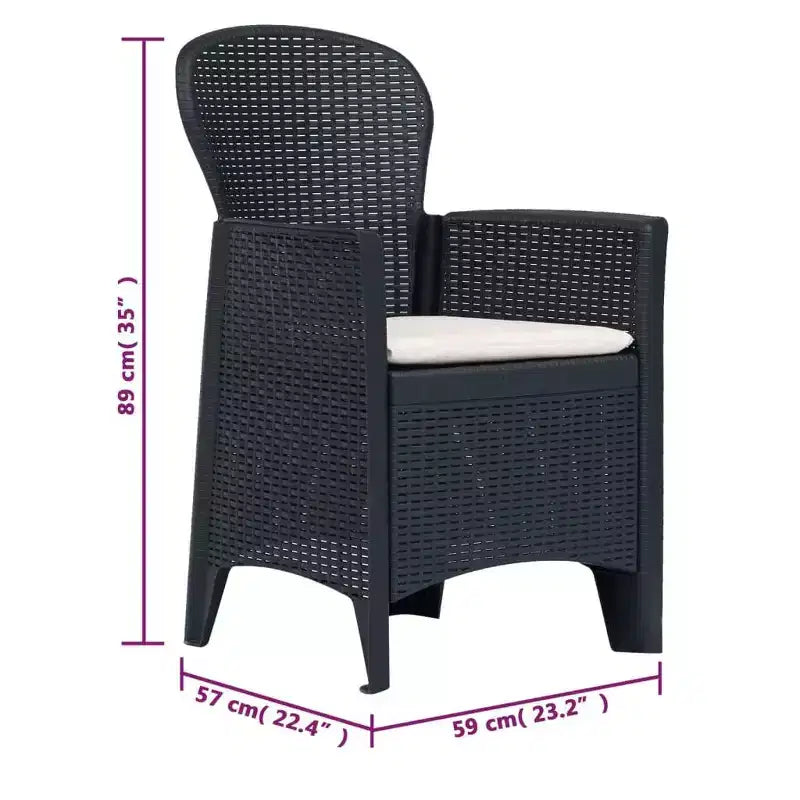 vidaXL Ensemble de bistrot, 2 pcs, aspect rotin, anthracite, plastique