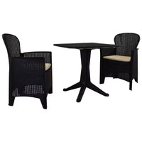 vidaXL Ensemble de bistrot, 2 pcs, aspect rotin, anthracite, plastique