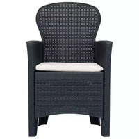 vidaXL Ensemble de bistrot, 2 pcs, aspect rotin, anthracite, plastique