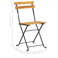 vidaXL Table et chaise bistro Marron et noir Bois d'acacia massif Moyen