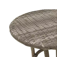 vidaXL Ensemble de bistro 3 pièces en rotin synthétique - Chaises inclinables réglables avec coussins et table ronde, résistant aux intempéries, gris/bleu marine