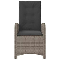 vidaXL Ensemble de bistro 3 pièces en rotin synthétique - Chaises inclinables réglables avec coussins et table ronde, résistant aux intempéries, gris/bleu marine