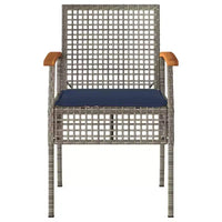 vidaXL Ensemble de bistro 3 pcs avec coussins, Rotin PE gris, Bois d'acacia