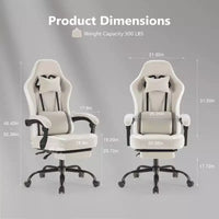 Chaise de jeu d'ordinateur MAYEERTY avec support lombaire Hauteur réglable Roues rotatives à 360° Accoudoirs et appuie-tête inclus